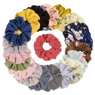 tobatoba 20 pack chiffon hair scrunchies: vibrant elastic hair bands with bandana for women - 20 colors! logo