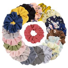 img 4 attached to TOBATOBA 20 Pack Chiffon Hair Scrunchies: Vibrant Elastic Hair Bands with Bandana for Women - 20 Colors!