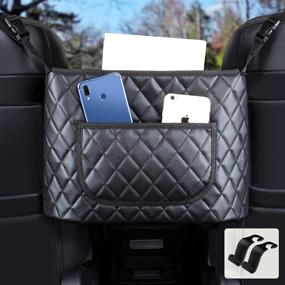 img 4 attached to Car Purse Holder - Black PU Leather Car Handbag Organizer for Seat Gap - Storage Solution and Backseat Barrier for Pets and Kids - Fits in Most Vehicles