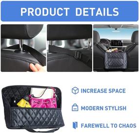 img 1 attached to Car Purse Holder - Black PU Leather Car Handbag Organizer for Seat Gap - Storage Solution and Backseat Barrier for Pets and Kids - Fits in Most Vehicles