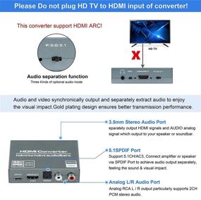 img 1 attached to Аудио извлекатель avedio links 4K@60HZ HDMI с оптическим TOSLINK SPDIF + 5.1/2CH + аудио конвертер 3.5 мм RCA R/L - адаптер разветвления HDMI аудио с поддержкой HDMI 2.0, HDCP 2.2, 18Gpbs для PS5.