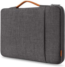 img 4 attached to Inateck 13-13.5 Inch 360 Protective Laptop Sleeve Carrying Case Bag - Compatible with MacBook Pro 2012-2020, MacBook Air 2010-2020, Surface Pro X/7/6/5/4/3, iPad Pro 12.9 - Dark Gray