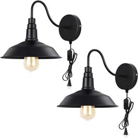 img 4 attached to 🏮 Vintage Gooseneck Wall Sconces: Black Farmhouse Indoor Lights for Bedrooms & Living Room - Set of 2