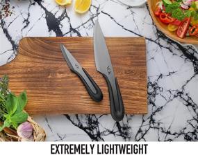 img 3 attached to 🔪 Vos Ceramic Knife Set with Covers: 5" Santoku & 3" Paring Knife - Advanced Kitchen Knives for Cutting, Chopping, Slicing, Dicing with Ergonomic Unique Handles