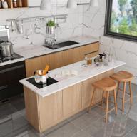 🛁 glossy white marble contact paper: 15.8" × 118" peel and stick granite wallpaper - self-adhesive removable kitchen countertop vinyl film roll- waterproof, easy to clean logo
