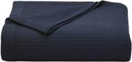 nautica home - baird collection: 100% cotton signature diamond weave pattern cozy 🛏️ blanket. soft & durable for all seasons. easy care machine washable. twin size. color: navy. logo