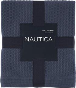 img 3 attached to Nautica Home - Коллекция Бэрд: 100% хлопковое плед с сигнатурным узором в виде бриллианта. Мягкое и прочное для всех сезонов. Легкое уход. Можно стирать в машине. Размер "близнец". Цвет: темно-синий.