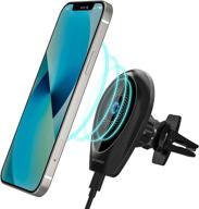 magnetic wireless car charger with upgraded clip: fast charging car phone holder for apple iphone 13/12/pro max/mini, strong power and secure air vent clamp logo