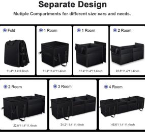 img 2 attached to 🚗 Большой вместительный органайзер для багажника, с возможностью стирки и множеством отделений - складная сумка для хранения в автомобиле, включая портативную изотермическую сумку - подходит для всех типов транспортных средств, черная.