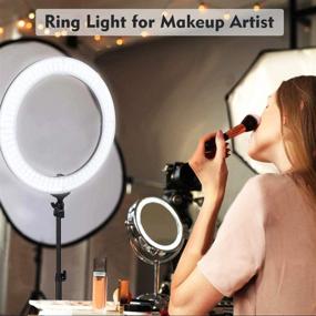 img 2 attached to 📸 ZOMEi 18-inch Dimmable LED Ring Light with Stand - Bi-Color Selfie Halo Ring Light for Phone, Makeup, Selfie Photography, and YouTube Video Shoot