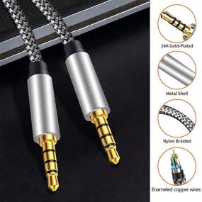 img 1 attached to 🎧 High-Quality Male to Male Audio Cable 1Ft - Premium 3.5mm Aux Cord for Car & Devices - Crystal Clear Sound, Silver