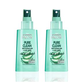 img 4 attached to 🌿 Garnier Fructis Pure Clean Увлажняющий Спрей-Распутыватель + Сушка на Воздухе, Без узлов/Пушения, Без силикона и парабенов, с Алое-экстрактом и Витамином E, 5 Fl Oz (2 Пачки)