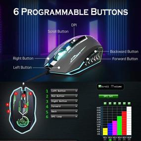 img 2 attached to 🖱️ Wired Gaming Mouse by UHURU - USB Computer Mice with 6 Programmable Buttons, Up to 4800 DPI, 7 Backlight Modes - Ergonomic RGB Gaming Mouse for Laptop PC Gamers