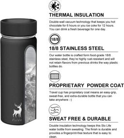 img 3 attached to Slo Life Stainless Steel Water Bottle - Wide Mouth Vacuum Insulated Double Wall Sport Bottle - Ideal for Travel & Camping - Multiple Colors Available