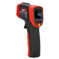 uni-t ut301a+ infrared thermometer: non-contact laser temperature gun, lcd display, -25.6°f to 788°f (-32°c to 420°c), red & grey logo