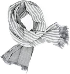 img 1 attached to Cotton Linen Scarves Stripe Crinkle by GERINLY