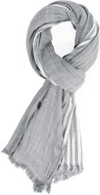 img 2 attached to Cotton Linen Scarves Stripe Crinkle by GERINLY