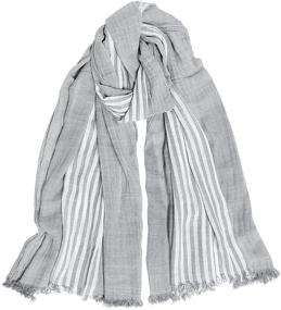 img 4 attached to Cotton Linen Scarves Stripe Crinkle by GERINLY