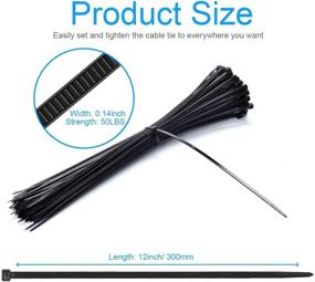 img 2 attached to 🔗 TEVADO 100 Pack Cable Zip Ties: Heavy Duty 12 Inch, Premium Plastic Wire Ties with 50lbs Tensile Strength - Multi-Purpose Self-Locking Black Nylon Zip Ties for Indoor & Outdoor Use