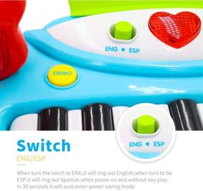 img 3 attached to Мини-фортепиано Mochoog для малышей с возможностью изучения английского и испанского языков и режимов музыки - лучшие подарки на день рождения для девочек и мальчиков от 2 до 5 лет.