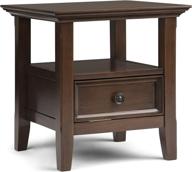 🪑 simplihome amherst solid wood end side table in natural aged brown - 19" square, with storage, drawer, and shelf - ideal for living room and bedroom logo