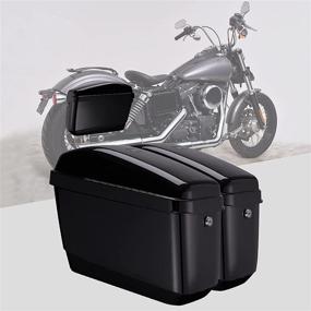 img 4 attached to 🏍️ Motorcycle Hard Saddlebags Saddle Bags with Mounting Kits - Compatible with Vulcan 800, 900 | Vstar 650, 1100, 1300 | Softail