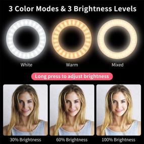 img 3 attached to 📸 Moleve Selfie Ring Light: 56 LEDs, 3 Modes & 3 Adjustable Brightness, Rechargeable for Phone Makeup and Photography