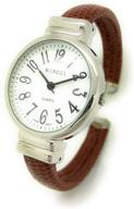 ladies snakeskin leather bangle cuff watch with round case and white dial - wincci logo