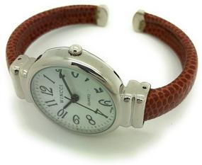 img 2 attached to Ladies Snakeskin Leather Bangle Cuff Watch with Round Case and White Dial - Wincci