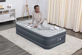 img 2 attached to 💤 SLEEPLUX Twin Air Mattress: Supersoft Snugable Top, Durable Tough Guard, Built-in Pillow, 18" Raised Airbed with Pump & USB Charger (69086E, Grey)