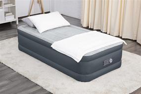 img 1 attached to 💤 SLEEPLUX Twin Air Mattress: Supersoft Snugable Top, Durable Tough Guard, Built-in Pillow, 18" Raised Airbed with Pump & USB Charger (69086E, Grey)