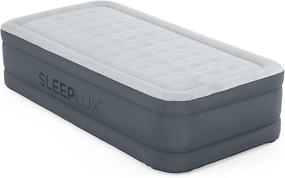 img 3 attached to 💤 SLEEPLUX Twin Air Mattress: Supersoft Snugable Top, Durable Tough Guard, Built-in Pillow, 18" Raised Airbed with Pump & USB Charger (69086E, Grey)