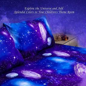 img 2 attached to Immerse Yourself in Cosmic Comfort with Bedlifes Galaxy Sheets - Purple Full Size Set: Galaxy Themed 4pcs Flat Sheet, Fitted Sheet, and 2 Pillowcases