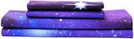 immerse yourself in cosmic comfort with bedlifes galaxy sheets - purple full size set: galaxy themed 4pcs flat sheet, fitted sheet, and 2 pillowcases logo