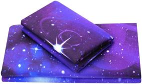 img 3 attached to Immerse Yourself in Cosmic Comfort with Bedlifes Galaxy Sheets - Purple Full Size Set: Galaxy Themed 4pcs Flat Sheet, Fitted Sheet, and 2 Pillowcases