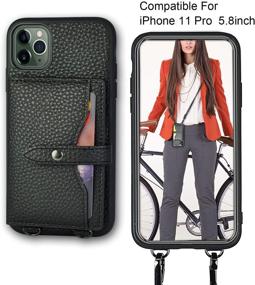 img 1 attached to JM JUST MUST iPhone 11 Pro Wallet Case - Crossbody & Credit Card Holder + Strap - Premium Leather Protective Cover for iPhone 11 Pro 5.8 inch