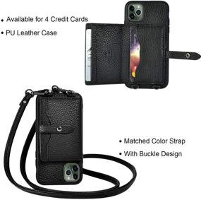 img 3 attached to JM JUST MUST iPhone 11 Pro Wallet Case - Crossbody & Credit Card Holder + Strap - Premium Leather Protective Cover for iPhone 11 Pro 5.8 inch