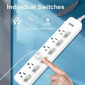 img 1 attached to Convenient Surge Protector Power Strip with 6 Individual Switches and 6ft Extension Cord - Ideal for Home and Office Use