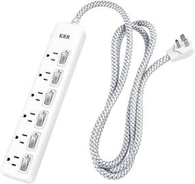 img 4 attached to Convenient Surge Protector Power Strip with 6 Individual Switches and 6ft Extension Cord - Ideal for Home and Office Use