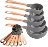 cook with color measuring cups set – 12 pc. plastic nesting kitchen measuring set with copper coated handles – liquid and dry measuring cup set (grey) logo