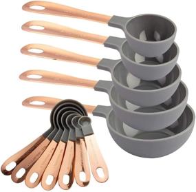 img 4 attached to Cook with Color Measuring Cups Set – 12 PC. Plastic Nesting Kitchen Measuring Set with Copper Coated Handles – Liquid and Dry Measuring Cup Set (Grey)