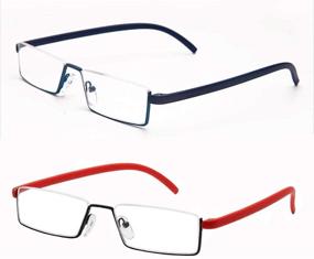 img 3 attached to KoKoBin Ultralight TR90 Frame Reading Glasses: Semi-metal Spectacle Frame, Blue + Red 2.50 Power, with Semi-Frame Vision Aid - Men and Women Spectacle Case Included