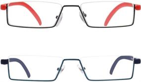 img 2 attached to KoKoBin Ultralight TR90 Frame Reading Glasses: Semi-metal Spectacle Frame, Blue + Red 2.50 Power, with Semi-Frame Vision Aid - Men and Women Spectacle Case Included