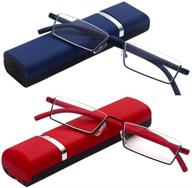 kokobin ultralight tr90 frame reading glasses: semi-metal spectacle frame, blue + red 2.50 power, with semi-frame vision aid - men and women spectacle case included logo