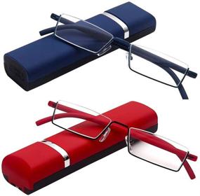 img 4 attached to KoKoBin Ultralight TR90 Frame Reading Glasses: Semi-metal Spectacle Frame, Blue + Red 2.50 Power, with Semi-Frame Vision Aid - Men and Women Spectacle Case Included