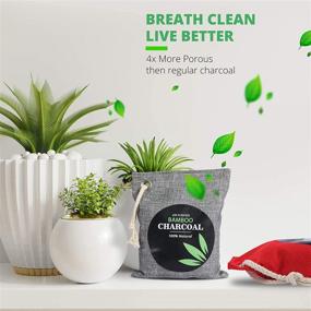 img 2 attached to 🎋 Activated Bamboo Charcoal Bags - 4 Pack (4x200g) - Pet Friendly Air Purifying Bags for Home, Car, Closet, Bathroom, Shoe - Natural Odor Absorber and Deodorizer