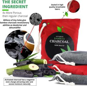 img 3 attached to 🎋 Activated Bamboo Charcoal Bags - 4 Pack (4x200g) - Pet Friendly Air Purifying Bags for Home, Car, Closet, Bathroom, Shoe - Natural Odor Absorber and Deodorizer