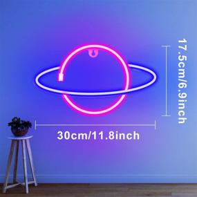 img 1 attached to 🌍 Planet Pink Neon Sign: Stylish LED Wall Decor for Aesthetic Halloween & Gaming Room - USB/Battery Powered - Ideal Teen Room Gifts