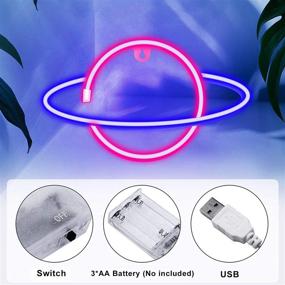 img 2 attached to 🌍 Planet Pink Neon Sign: Stylish LED Wall Decor for Aesthetic Halloween & Gaming Room - USB/Battery Powered - Ideal Teen Room Gifts