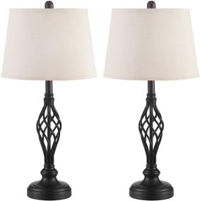 img 2 attached to Pair of Vintage Bedside Table Lamps for Living Room, Kakanuo Farmhouse Nightstand Lamps 🏺 27'' Retro Bedroom Lamps with Spiral Cage Base, Ideal for Bedroom, Living Room, and Office